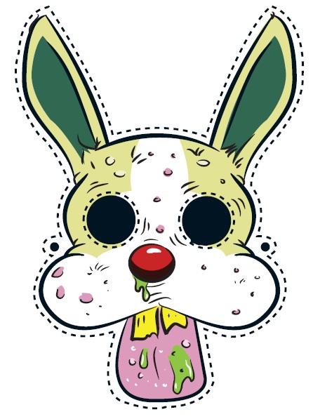 çocuklar için hazır kağıttan Tavşan maskesi şablonu